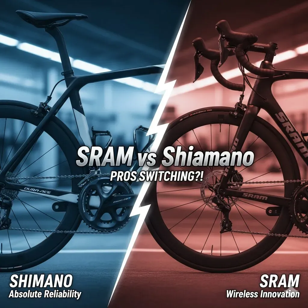 SRAM vs Shimano プロチーム移行の比較イメージ