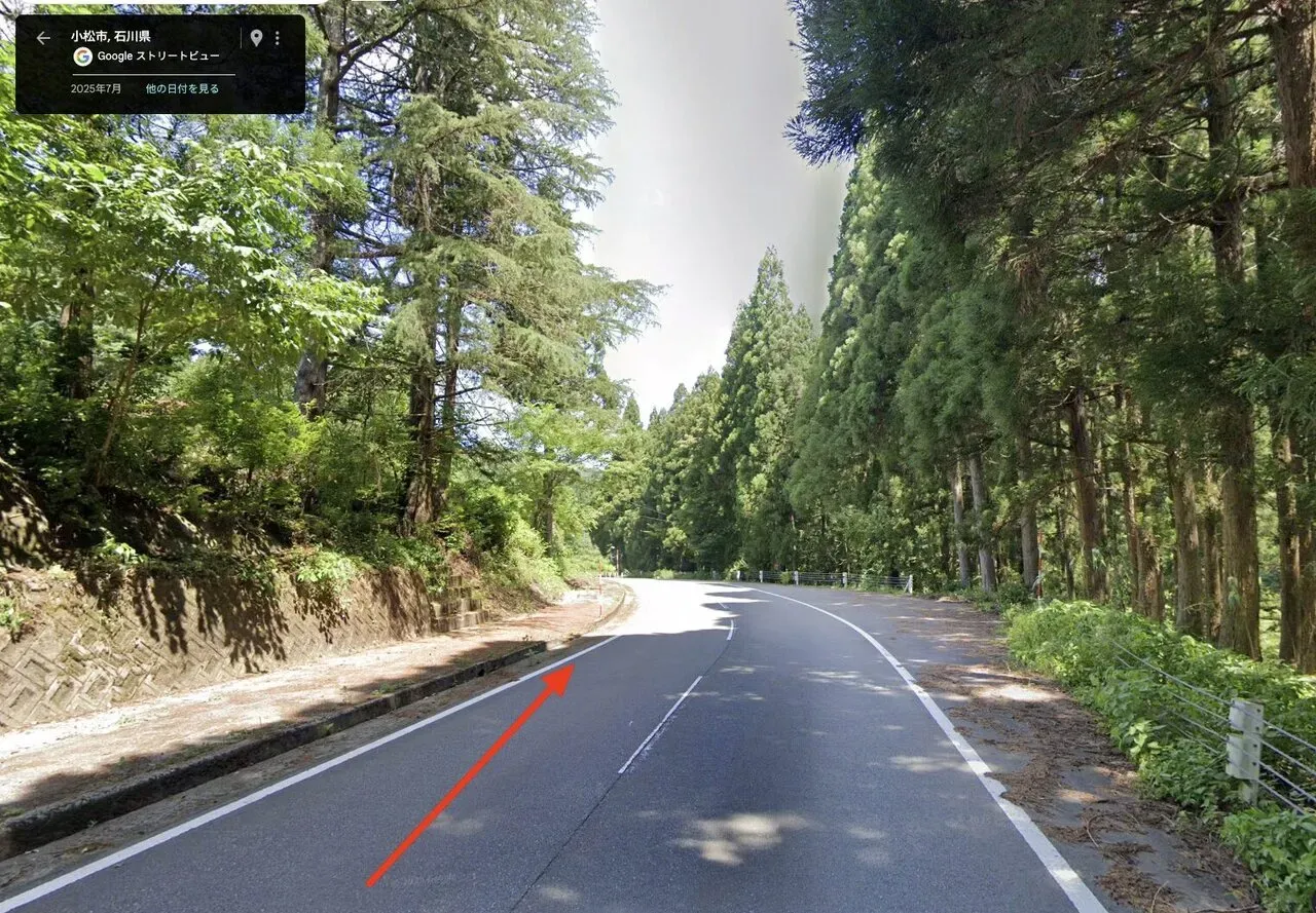 パンクした地点のストリートビュー