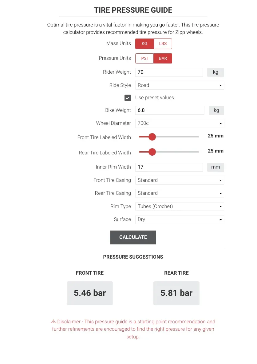 ロードバイクに最適な空気圧を計算する - 画像4