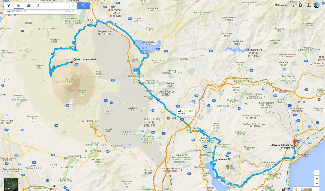 5617_Kamiyoshida__Fujiyoshida-shi__Yamanashi-ken_403-0005_to_神奈川県小田原市_-_Google_Maps